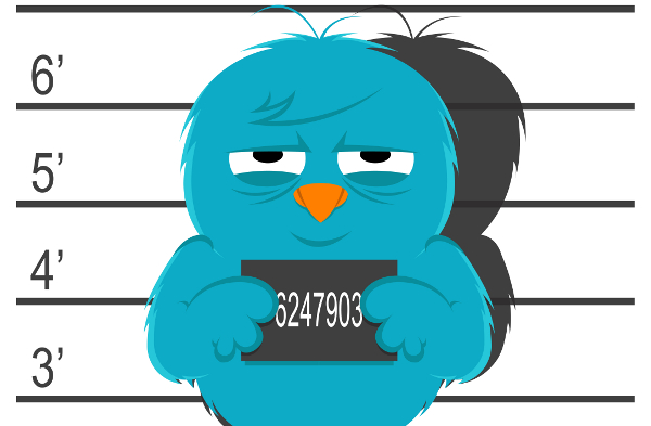 Blue bird mug shot- Twitter Jail